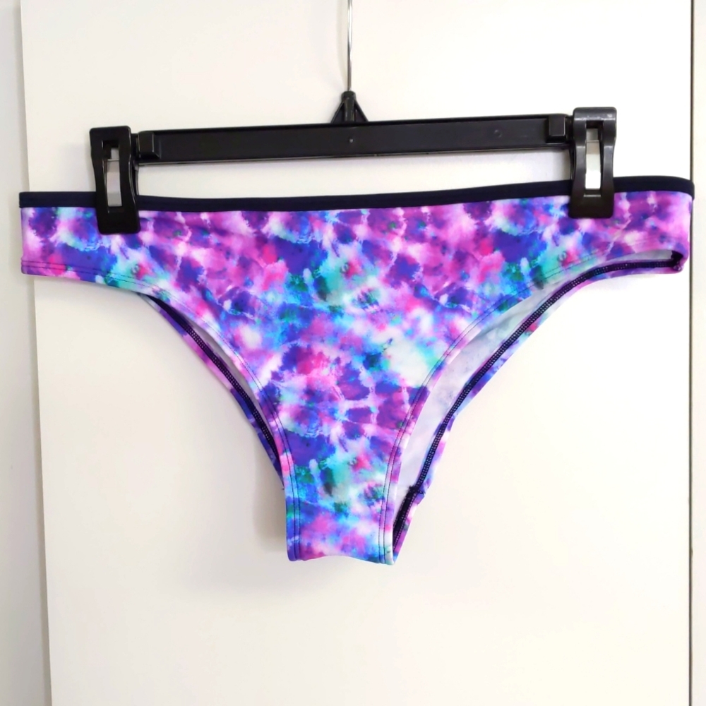 Panache Brazilian cut bikini bottom. Multi colour tie dye print. Multiple sizes.